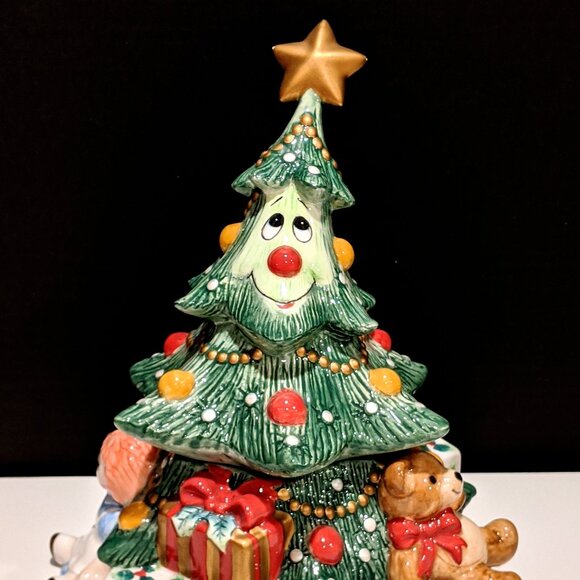 Fitz and Floyd Essentials “Wee Christmas Tree” Ceramic Cookie Jar - Picture 1 of 11